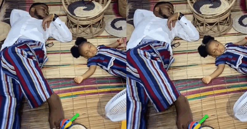 “Na gingerman later sleep” – Woman caùght her husband sleeping after promising to ‘ginger’ their daughter for her photoshoot (WATCH)