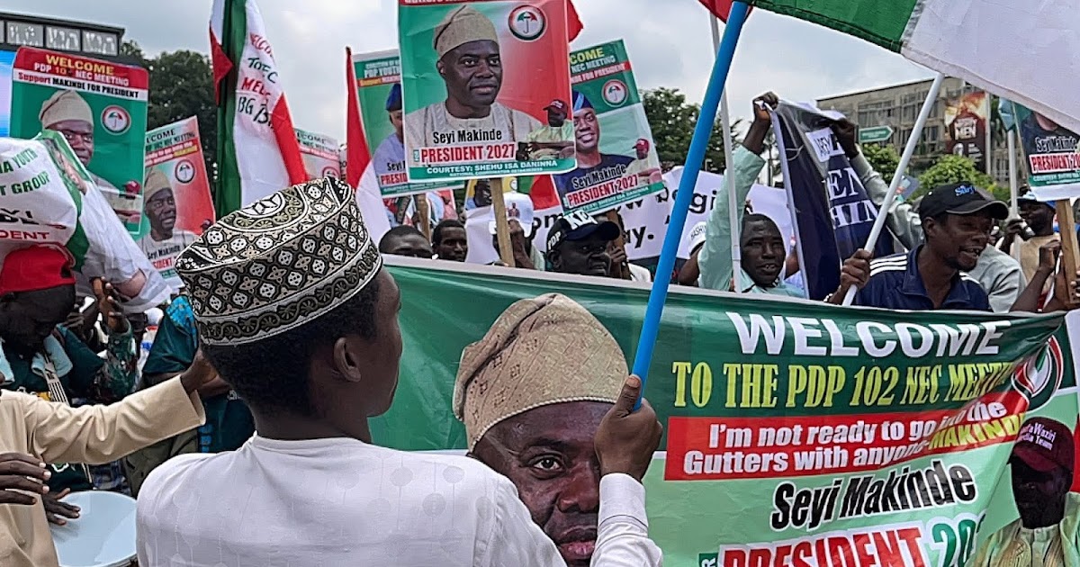 PDP Supporters Rally for Makinde as 2027 Presidential Candidate Outside NEC Meeting