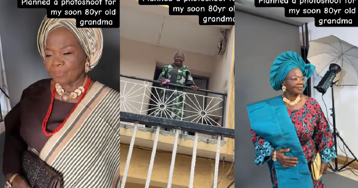 “Old age gat nothing on mama!!” – Lady shares the lovely photoshoot she planned for her grandma’s 80th birthday (VIDEO)