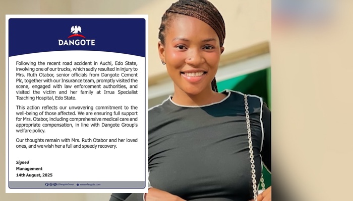 Dangote Group Mourns Ruth Otabo, Victim of Road Accident Involving Company Truck in Edo State