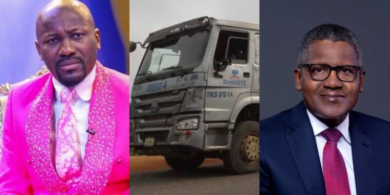 Apostle Johnson Suleman calls out Dangote as his truck hits 3 in Edo