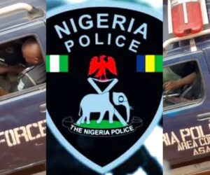 Nigerian police reacts to officers counting bundle of cash after patrol