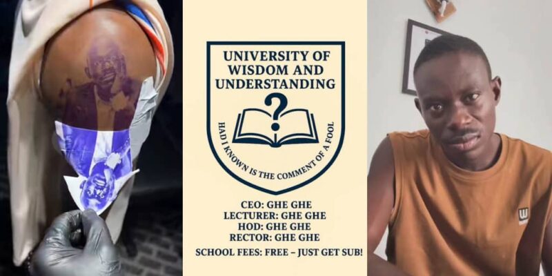 ‘University of Wisdom’ graduate inks GheGhe’s image on his arm