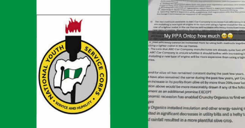 “She sent it to the group for possible help” – Corps member shares impromptu exam given to a friend at her PPA.