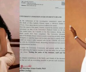 UNIZIK breaks silence on the death of 100-level Law student