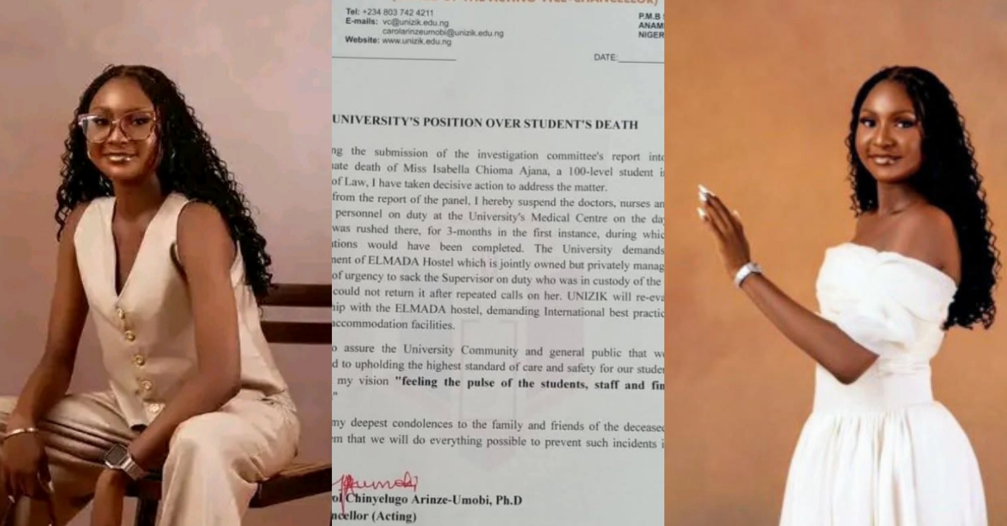 UNIZIK breaks silence on the death of 100-level Law student