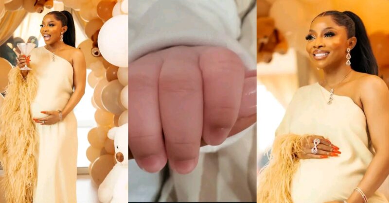 Toke Makinwa welcomes first child