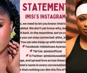 BBNaija S10; Imisi’s Instagram account with over 100k followers disabled