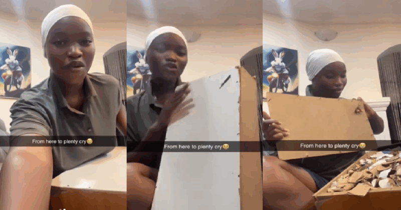 “Act 1 scene 2…, action” – Netizens m0ck woman for fak!ng discovery of paper in her savings box (WATCH)