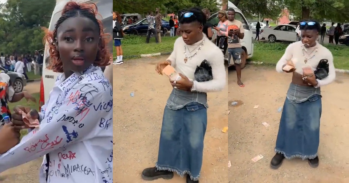 Man sprays ₦10 notes on his ex during her sign-out, stirs reactions online (WATCH).