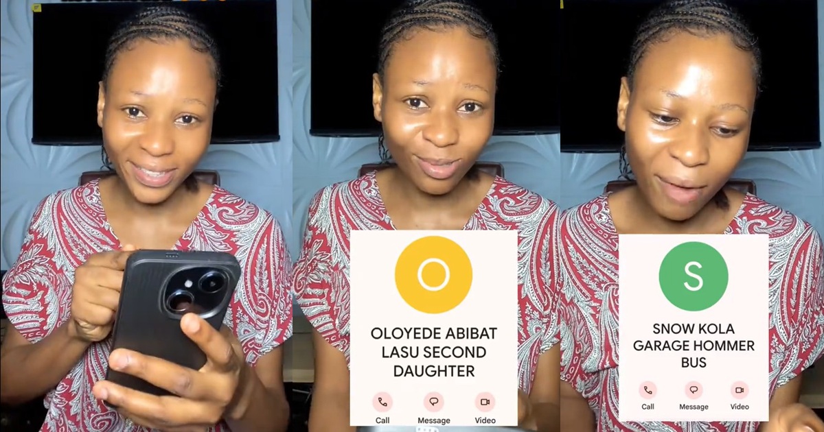 A Nigerian lady reveals that her dad saves people’s numbers with weird names, including hers (WATCH).