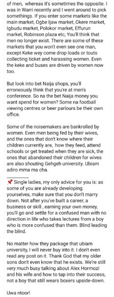 Man slams grown men who take advice from small social media boys on how to treat women