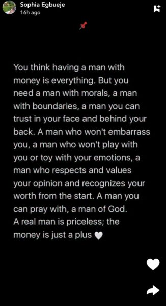 “A man you can pray with, a man of God…” Sophia Egbueje tells women the qualities they need in a man