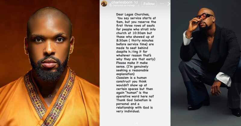Actor Charles Born calls out Lagos churches over allǝged classism (IMAGES)