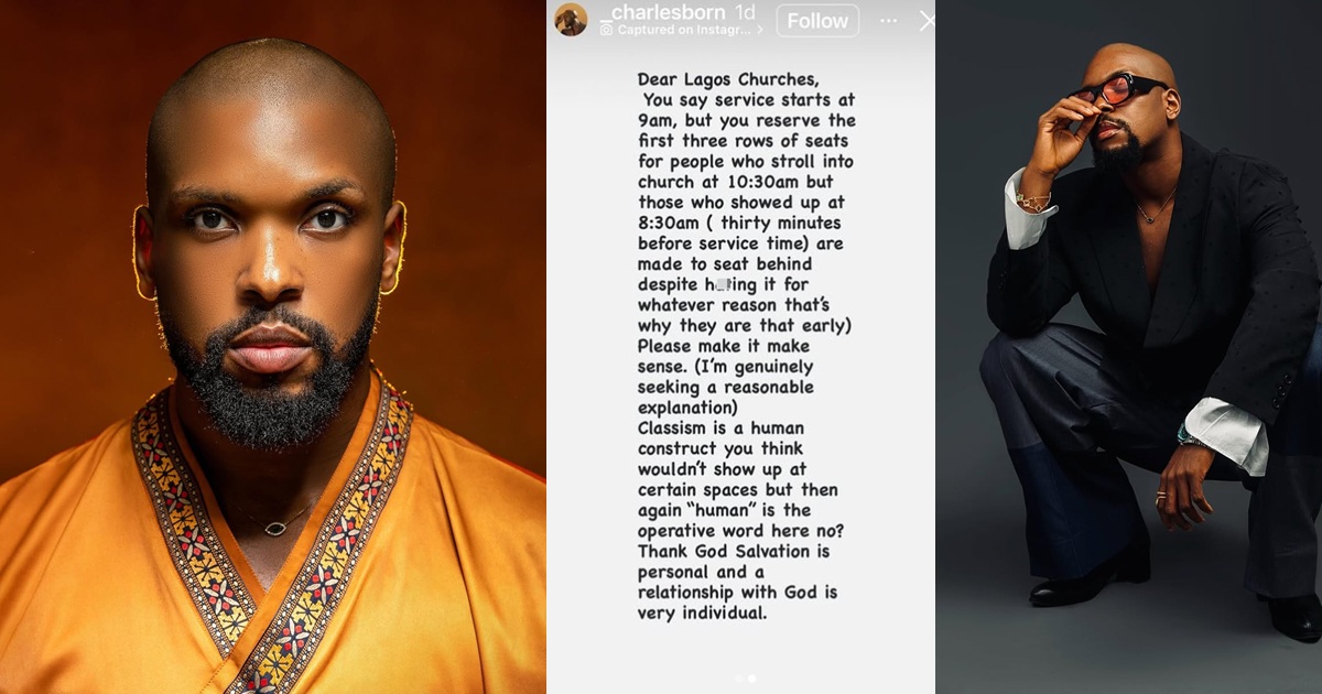 Actor Charles Born calls out Lagos churches over allǝged classism (IMAGES)