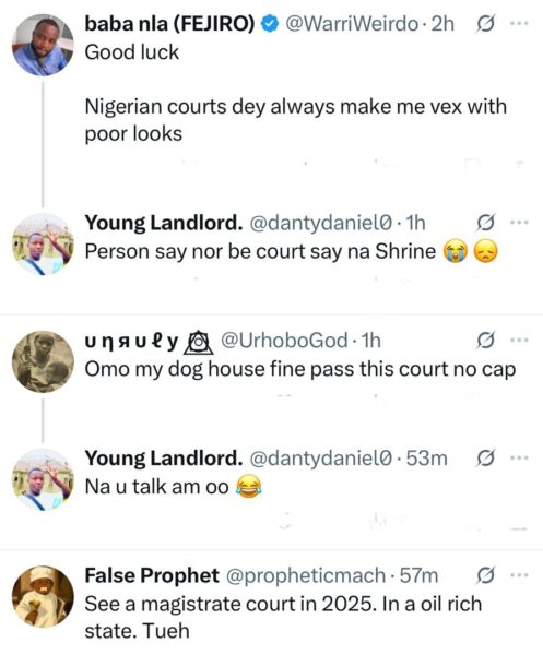 Netizens react as Man shares photos of a magistrate court in Delta state