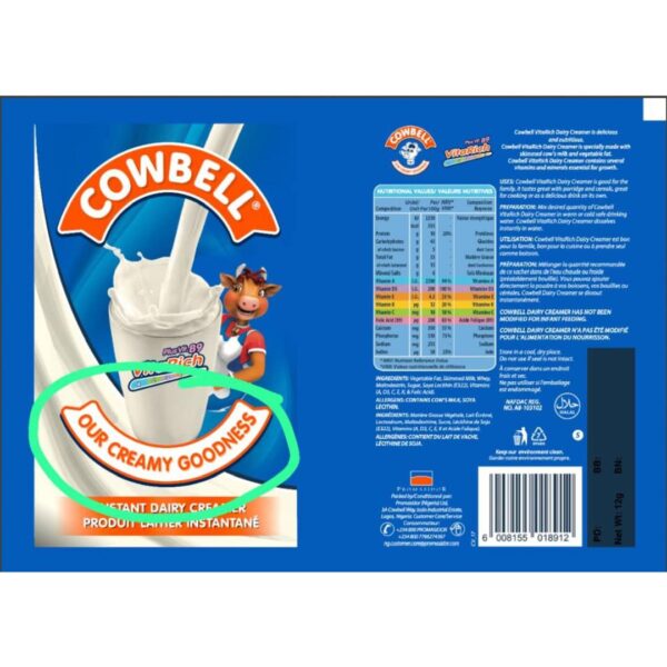 NAFDAC raises alarm over fake sachet Cowbell Our Milk in circulation