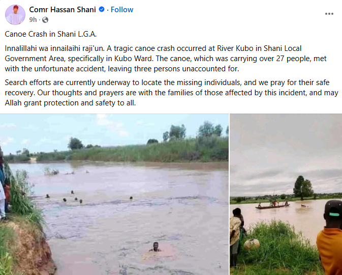 Three d3ad, 17 rescued as boat capsizes in Borno