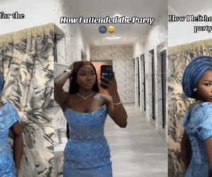 Lady shares how she left home for an event versus how she looked during the event (WATCH)