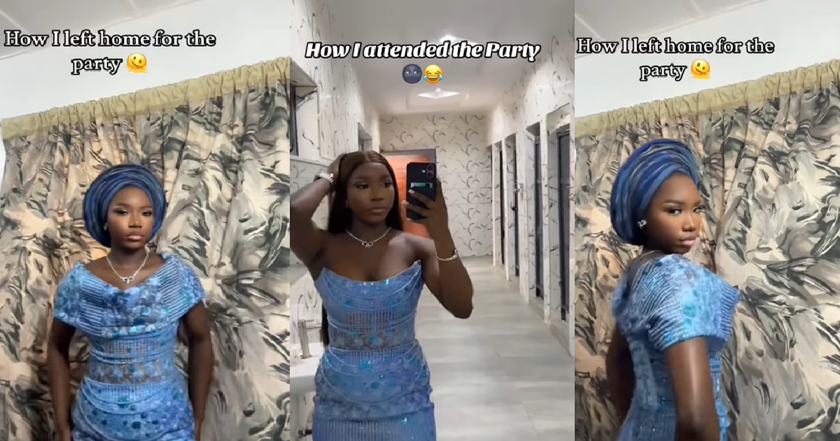 Lady shares how she left home for an event versus how she looked during the event (WATCH)