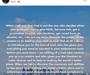 God is not the one who decides when you graduate, marry, give birth, become rich or get cured from an ailment