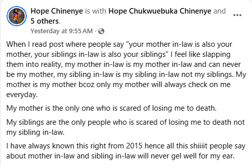 My mother-in-law can never be my mother
