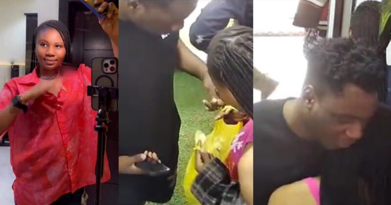 Lady shares moment her boyfriend came to give her food at her shop and her boss who saw them on CCTV sent her the clip.