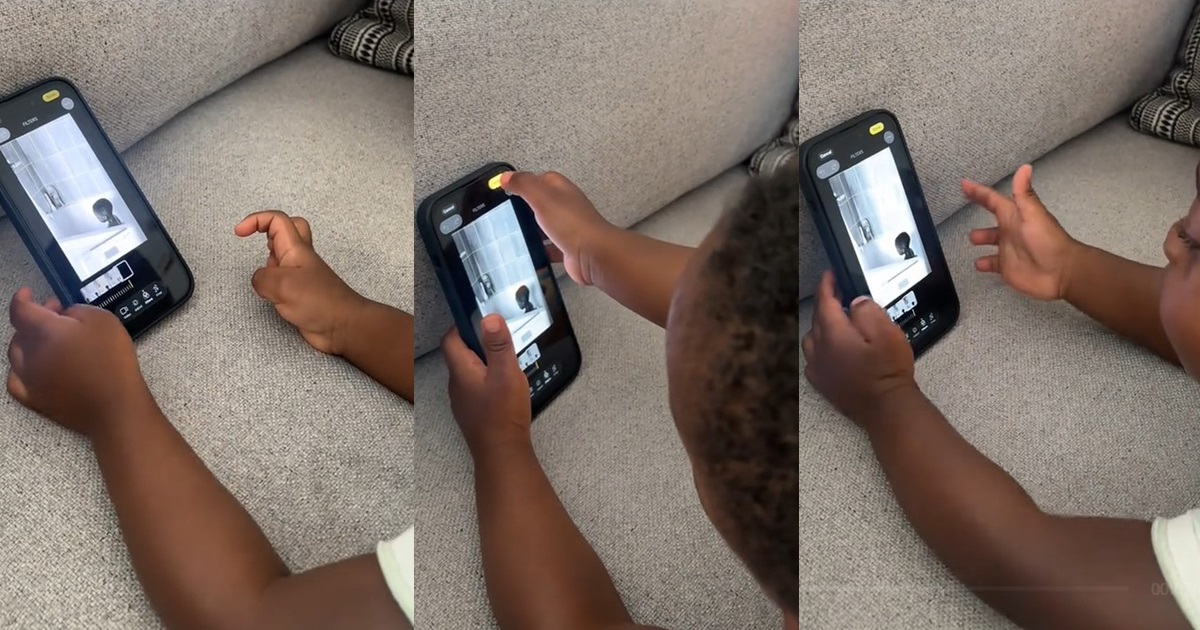 Mom shares adorable moment her toddler edits his on photos.