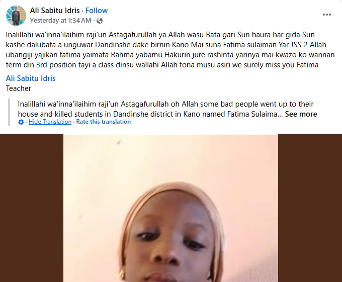 Kano police launch investigation into suspected m8rder of 14-year-old girl found hanging inside her family house