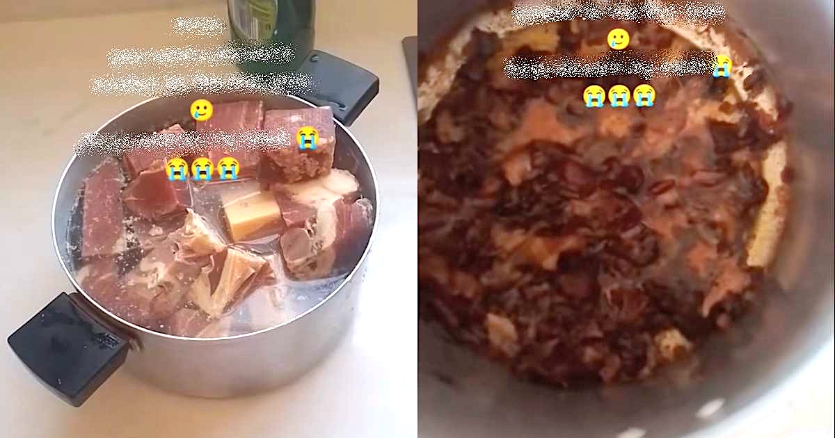 Man in pain after using pressure cooker to cook meat
