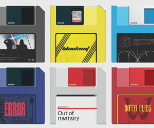 The floppy disk returns as a design concept for SD cards, bridging eras of storage from megabytes to terabytes