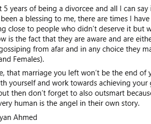 Being a divorcee has been a blessing to me