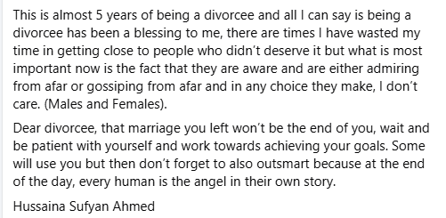 Being a divorcee has been a blessing to me