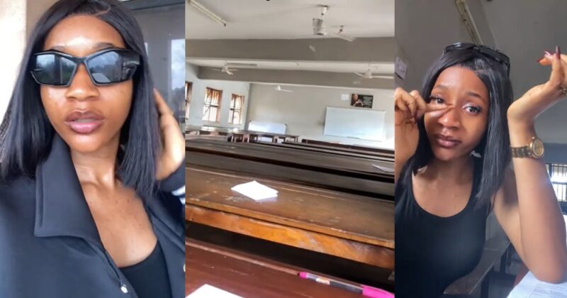 Lady records herself crying after sitting for an exam that she believed didn’t go her way (WATCH)
