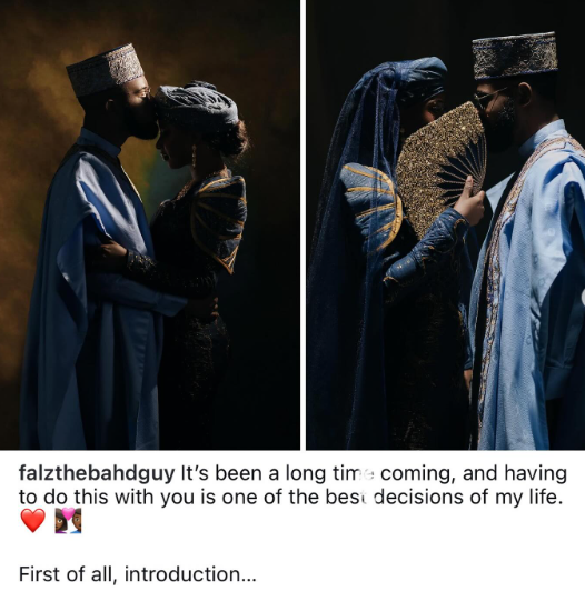 Rapper Falz off the market, shares photos from his introduction