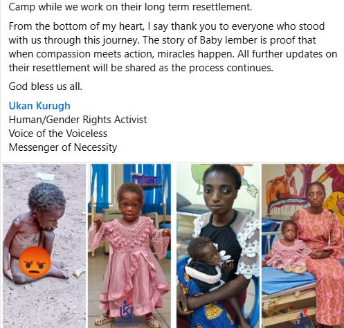 Severely malnourished child found abandoned under scorching sun in Benue makes remarkable recovery