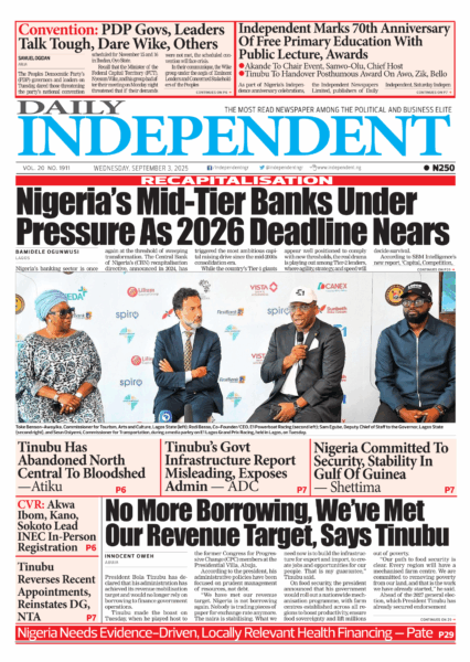 Top Stories For Today (03/09/25) – Independent Newspaper Nigeria