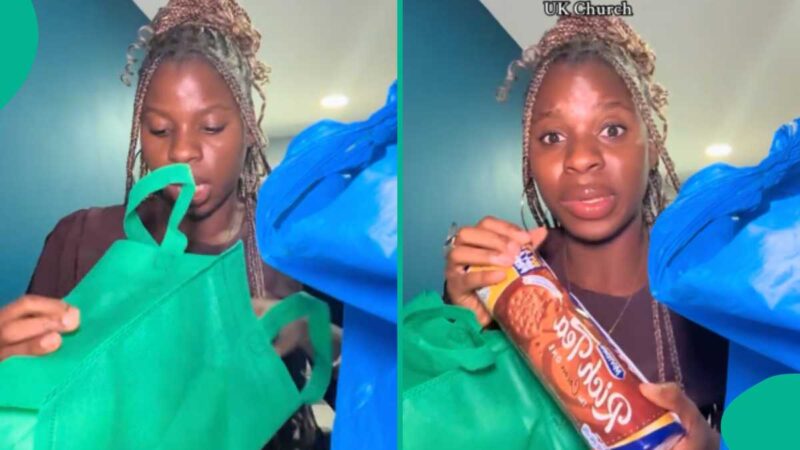 Nigerian Lady Schooling Abroad Shows off Various Gifts UK Church Gave Her as First-Timer, Many React