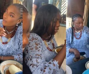 “I am sure dad will be proud of us” – Children Honour Their Late Father by Eating at His Favourite Pounded Yam Spot After His Funeral (WATCH)
