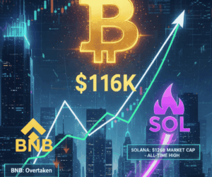 Solana hits record $126B market cap as Bitcoin reclaims $116K in major crypto rally