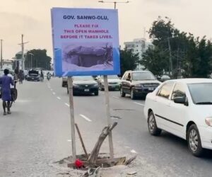 Journalist erects billboard to call Sanwo-Olu’s attention to deadly spot in Lagos