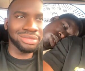 “God, abeg, I need a car” – Nigerian man lamɘnts after his fellow passenger rested his head on his shoulder in a public transport (WATCH)