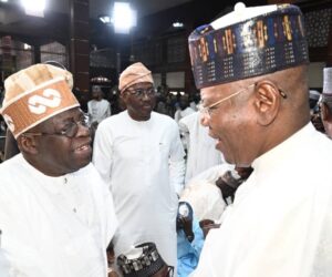 Watch Moment Sule Lamido Exchanged Warm Greetings with Tinubu at Kaduna Mosque