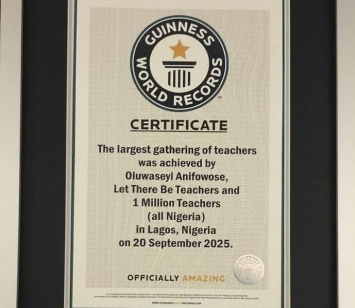 Lagos Teacher, Sets Guinness World Record for Largest Teachers’ Gathering