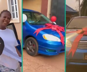 Man Buys Toyota Car For His Wife, Gives it To Her As Push Gift After Childbirth