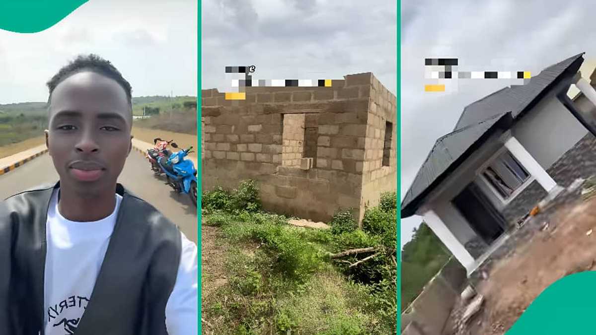 “Landlord”: Nigerian Man Shows Before-and-After Video of House Construction, Proudly Holds Keys