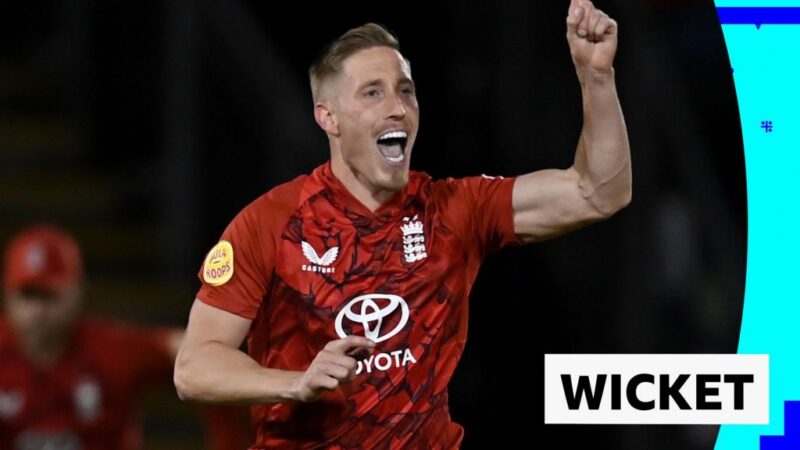 England vs South Africa: First T20: Luke Wood takes Ryan Rickelton wicket in second ball