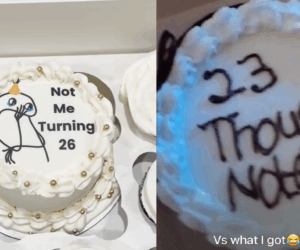 “Vendors don str!ke again” – Lady says as she shares the disappointing cake a cake vendor made for her sister’s 23rd birthday (IMAGES)