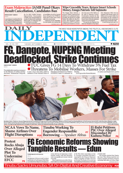 Top Stories For Today (09/09/25) – Independent Newspaper Nigeria
