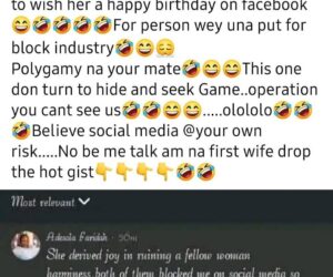 First wife laments after finding out on Facebook that her husband has married a popular Facebook vendor